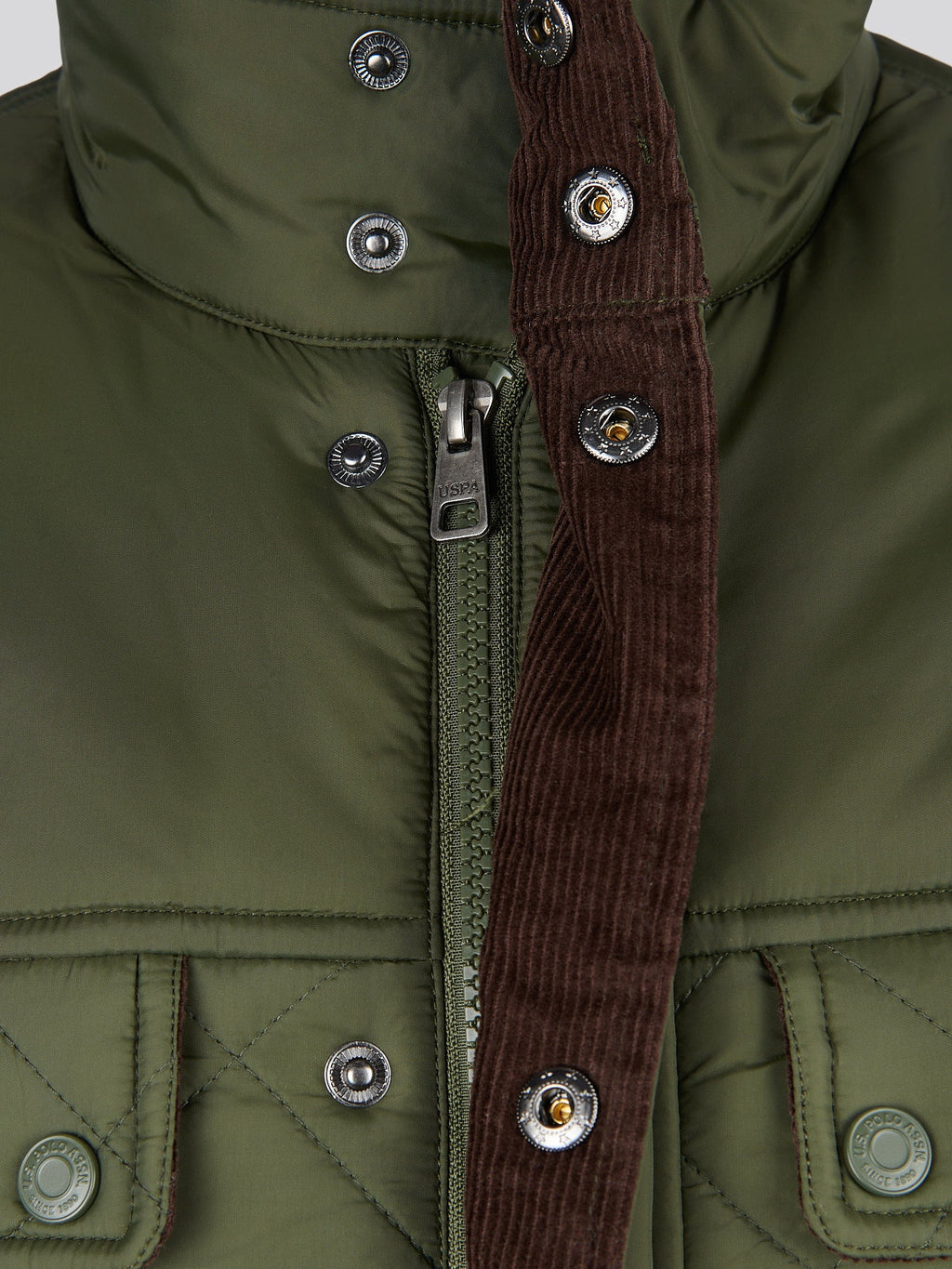 Mens Diamond Quilted Funnel Jacket in Forest Night
