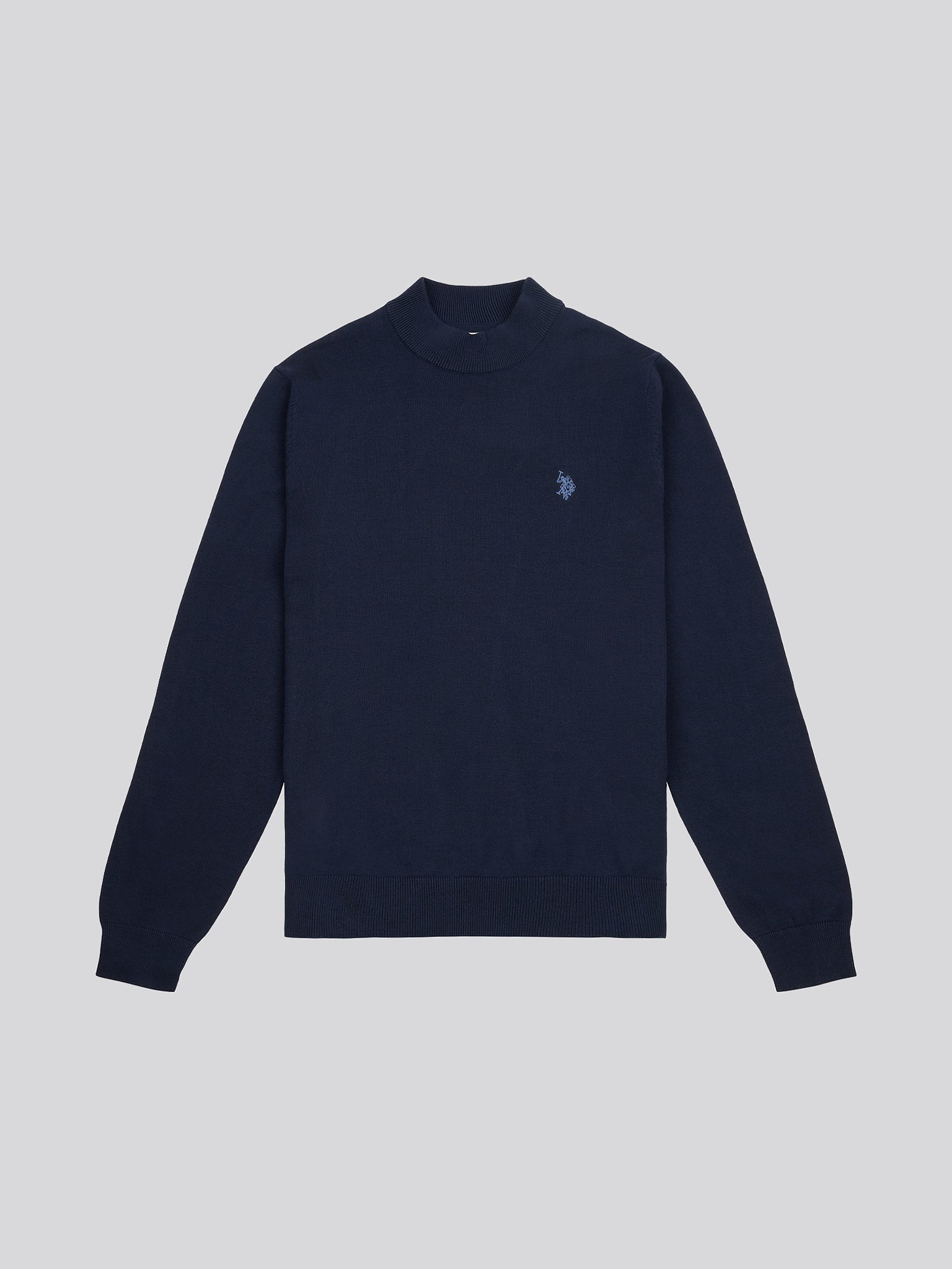 Mens Combed Cotton Turtle Neck in Dark Sapphire Navy / Moonlight Blue DHM