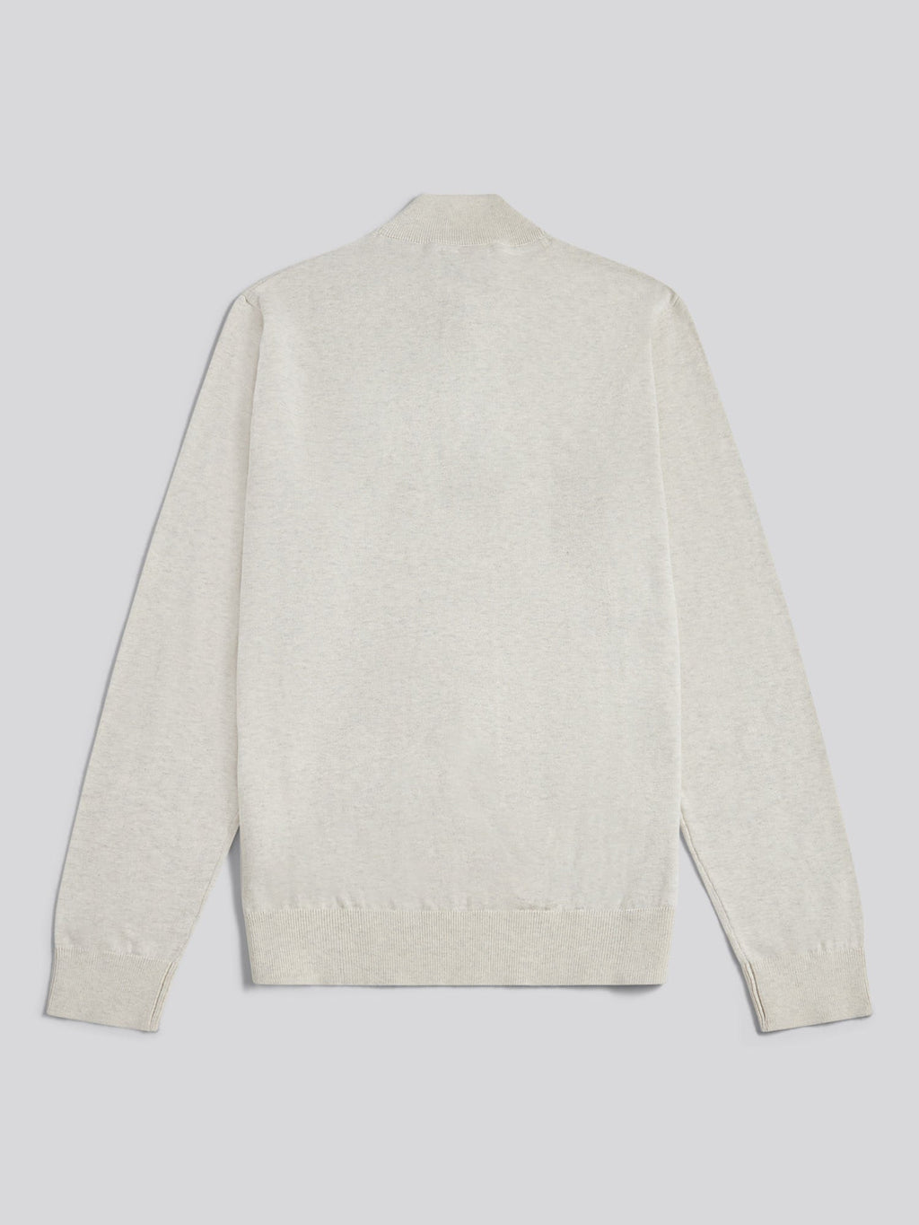 Mens Cotton Quarter Zip Funnel Jumper Birch Marl