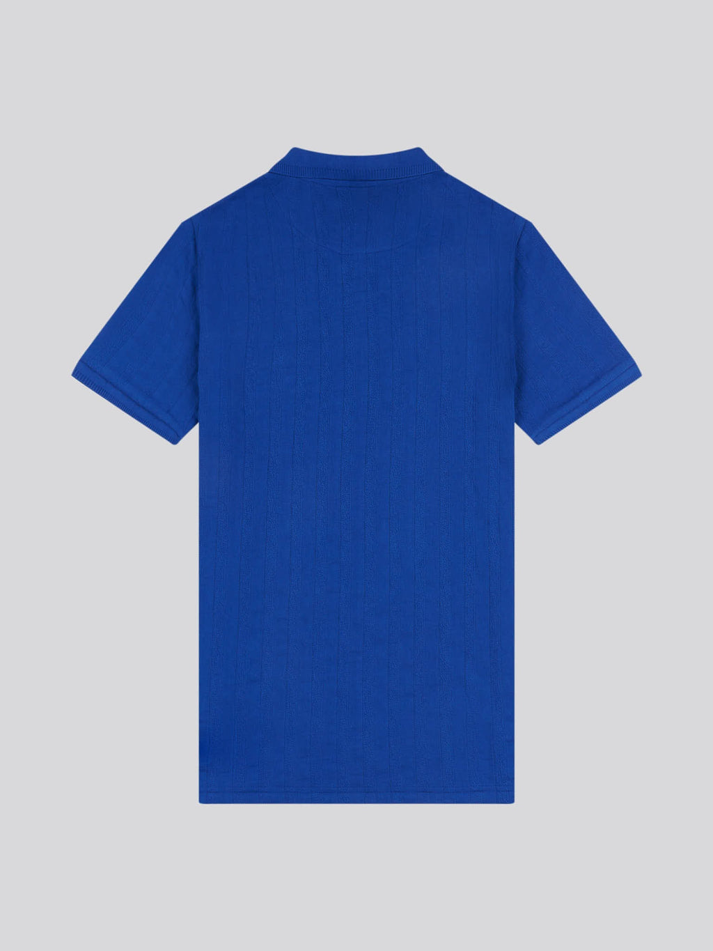 Mens Stripe Textured Zip Polo Shirt in Sodalite Blue