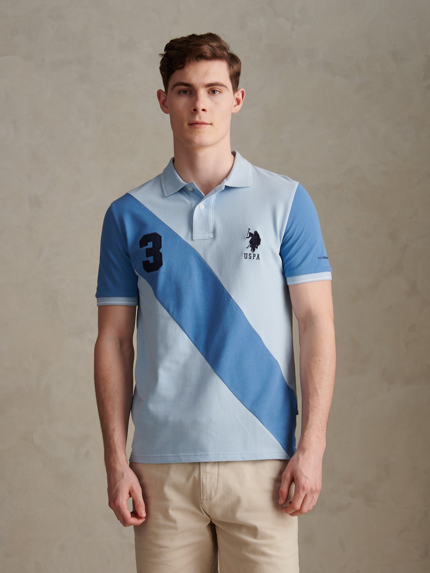 Mens Sash Pique Polo Shirt Chambray Blue