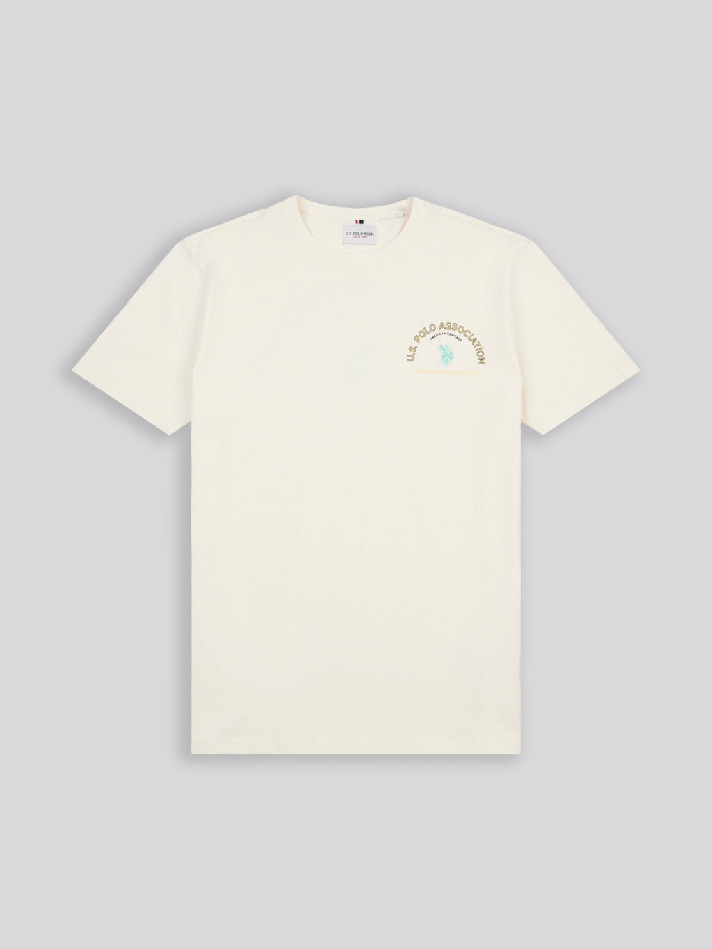 Mens Front/Back Print Graphic T-Shirt in Whisper White