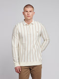 Mens Vertical Stripe Sweat Rugby in Whisper White