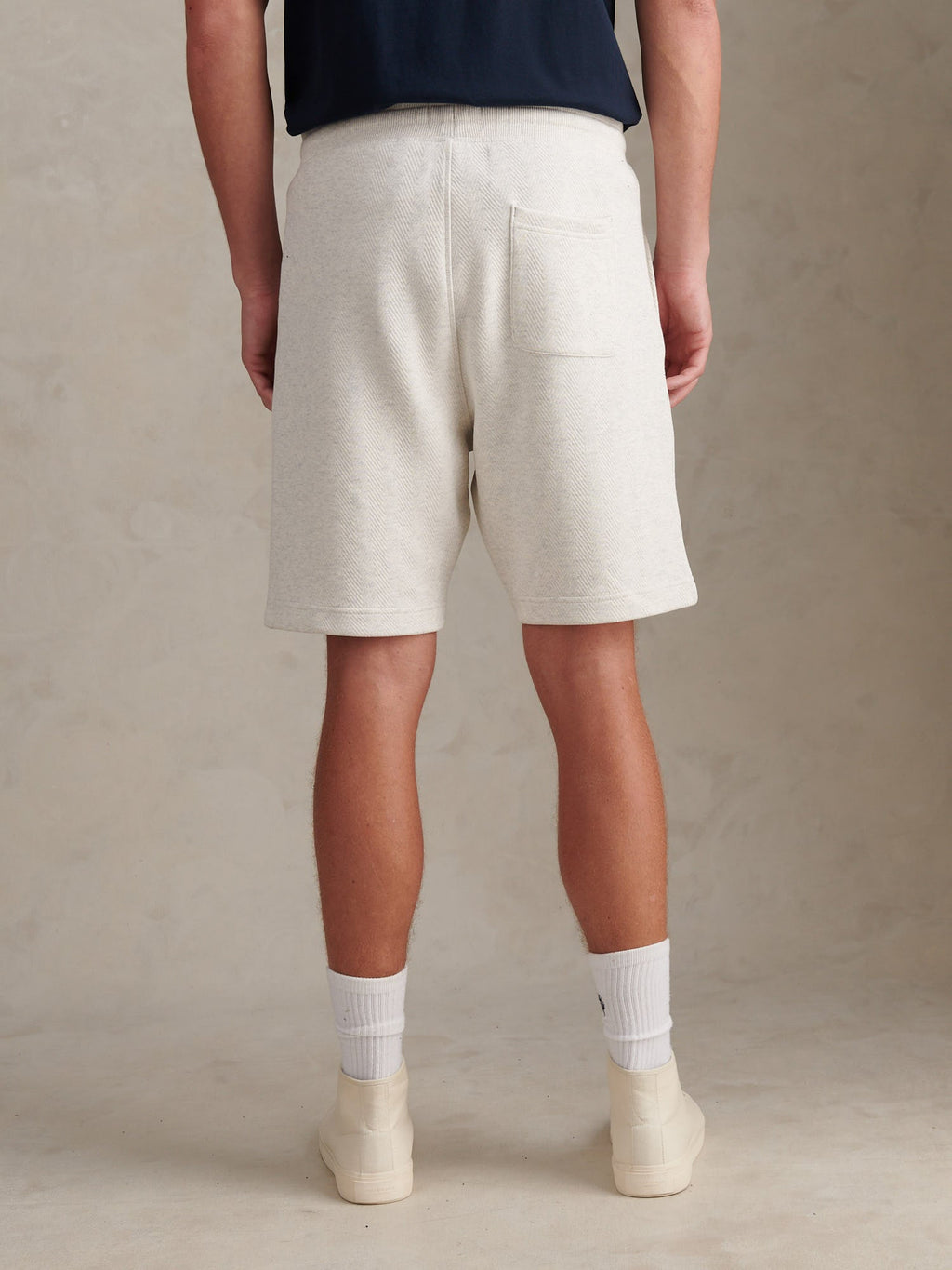 Mens Double Horsemen Herringbone Sweat Short Light Grey Marl