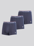 Mens 3 Pack Brand Highlight Boxer Shorts Dark Sapphire Navy / White DHM