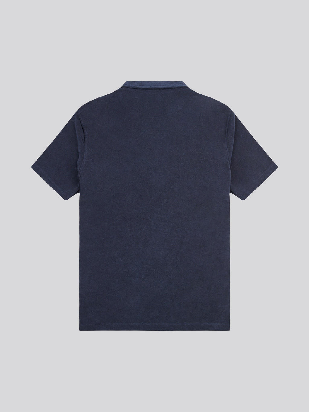 Mens Terry Revere Collar Polo Shirt in Dark Sapphire Navy
