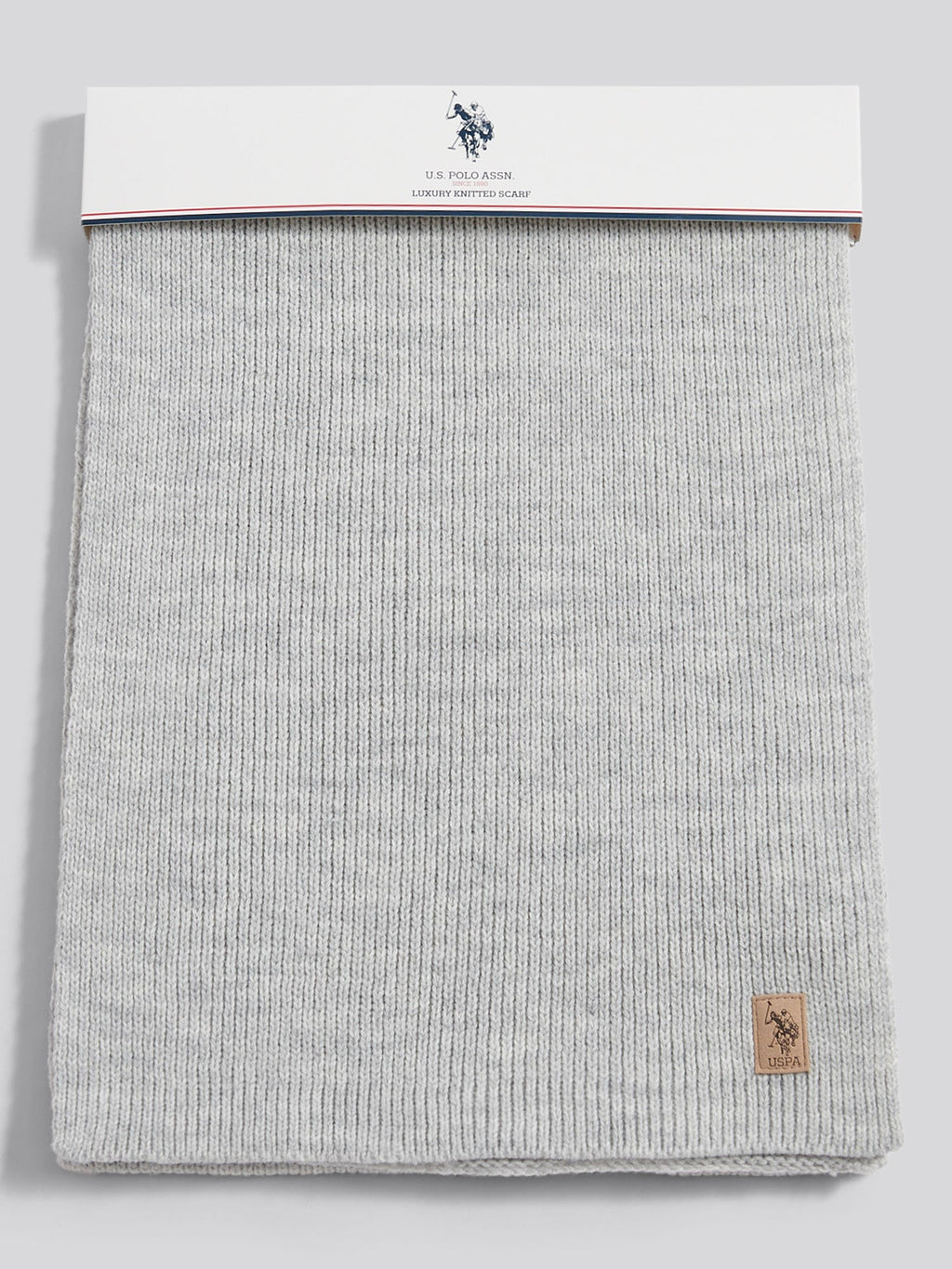 Mens Rib Knit Scarf in Mid Grey Marl