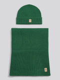 Mens Luxury Rib Knit Beanie & Scarf Set in Pineneedle