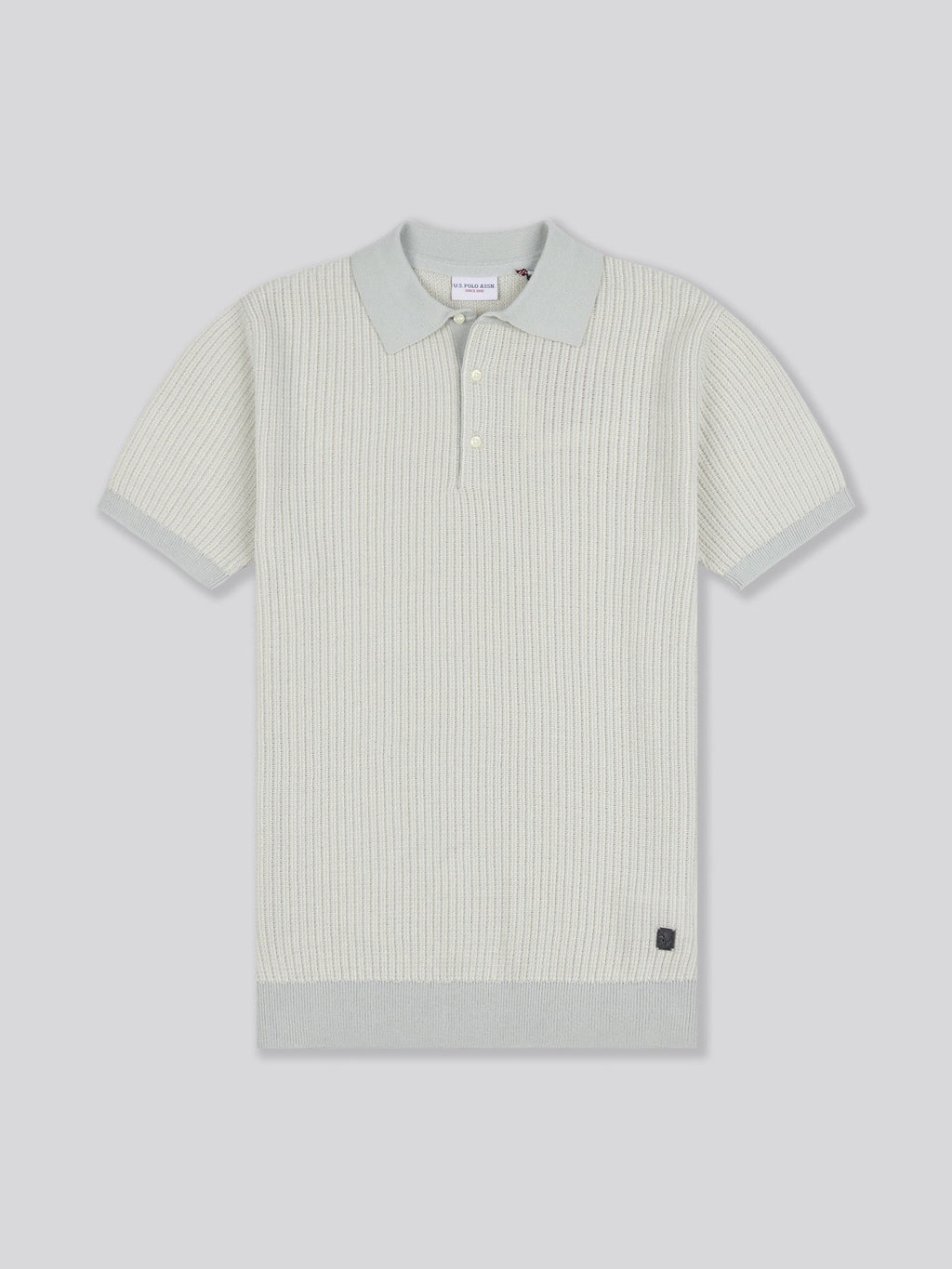 Mens Vertical Texture Stripe Knit Polo Shirt in Northern Droplet