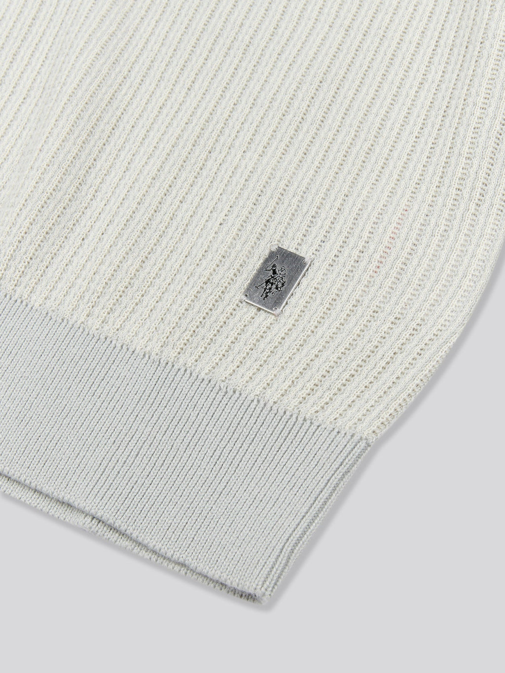 Mens Vertical Texture Stripe Knit Polo Shirt in Northern Droplet