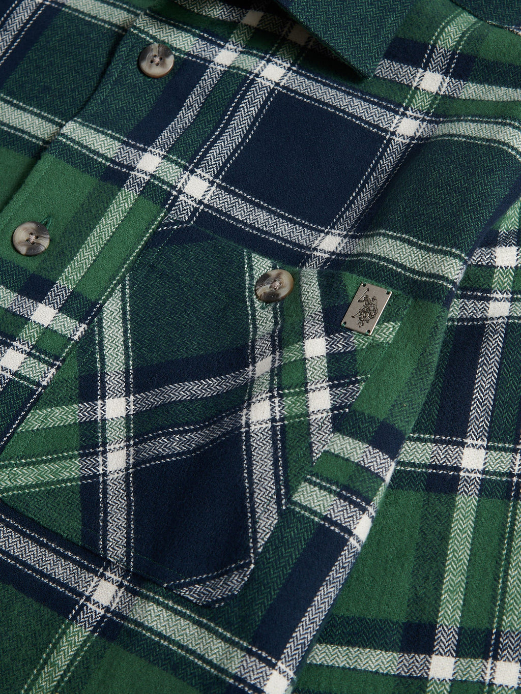 Mens Enlarged Check Overshirt in Pineneedle