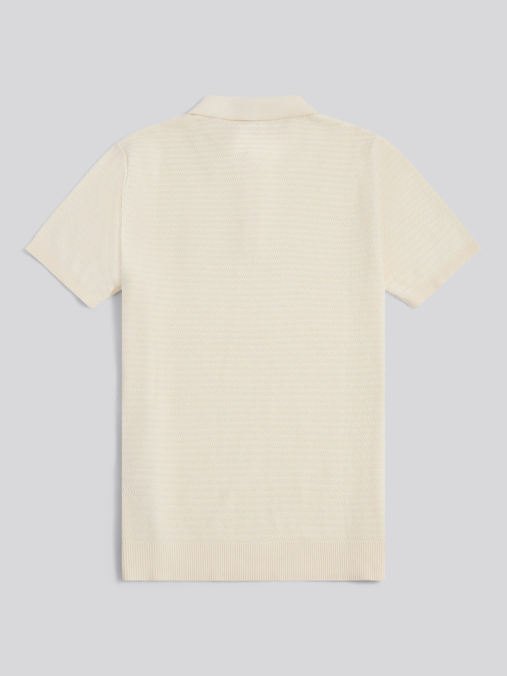Mens Herringbone Texture Knit Polo Shirt Whisper White