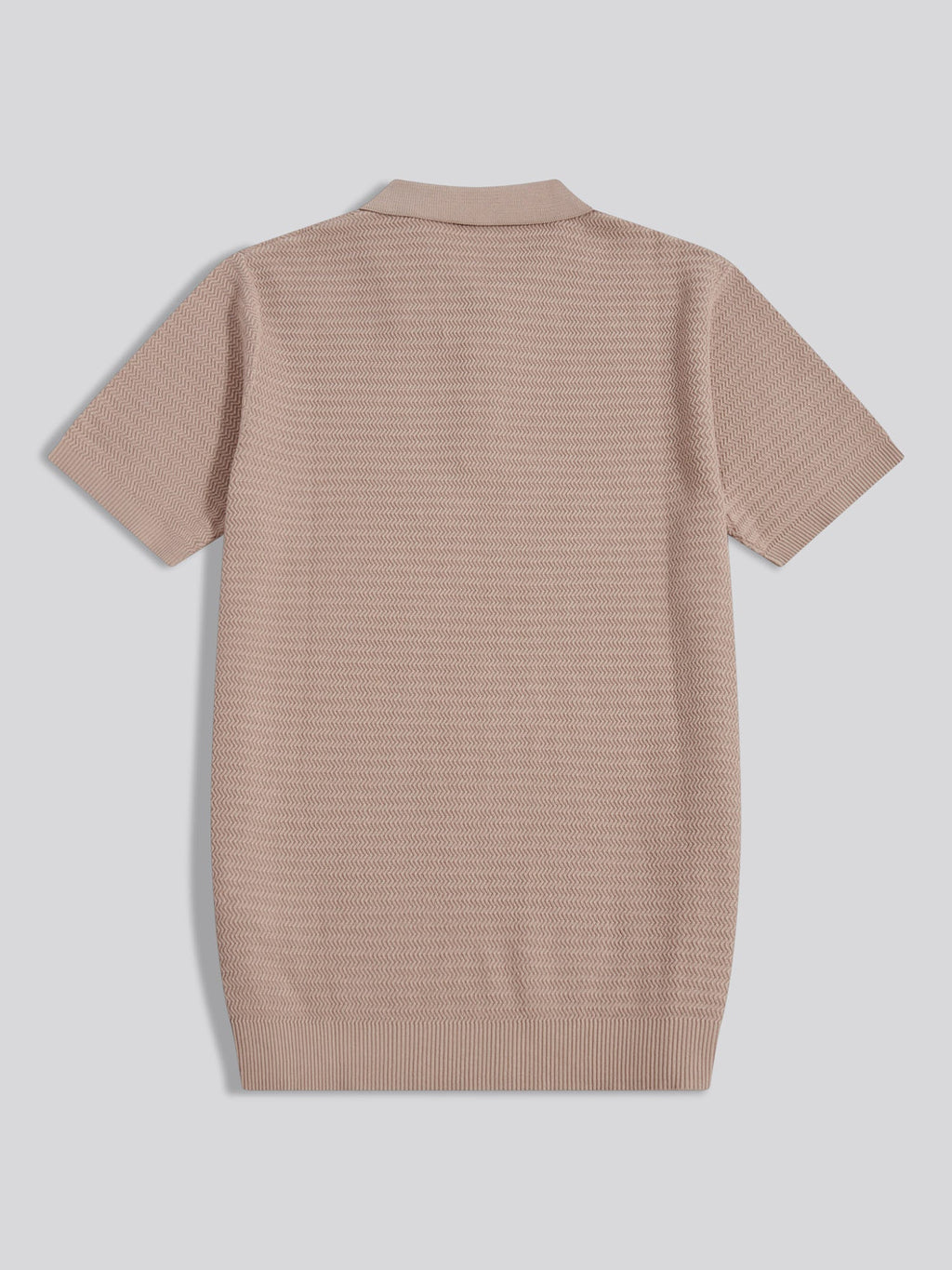 Mens Herringbone Texture Knit Polo Shirt Atmosphere