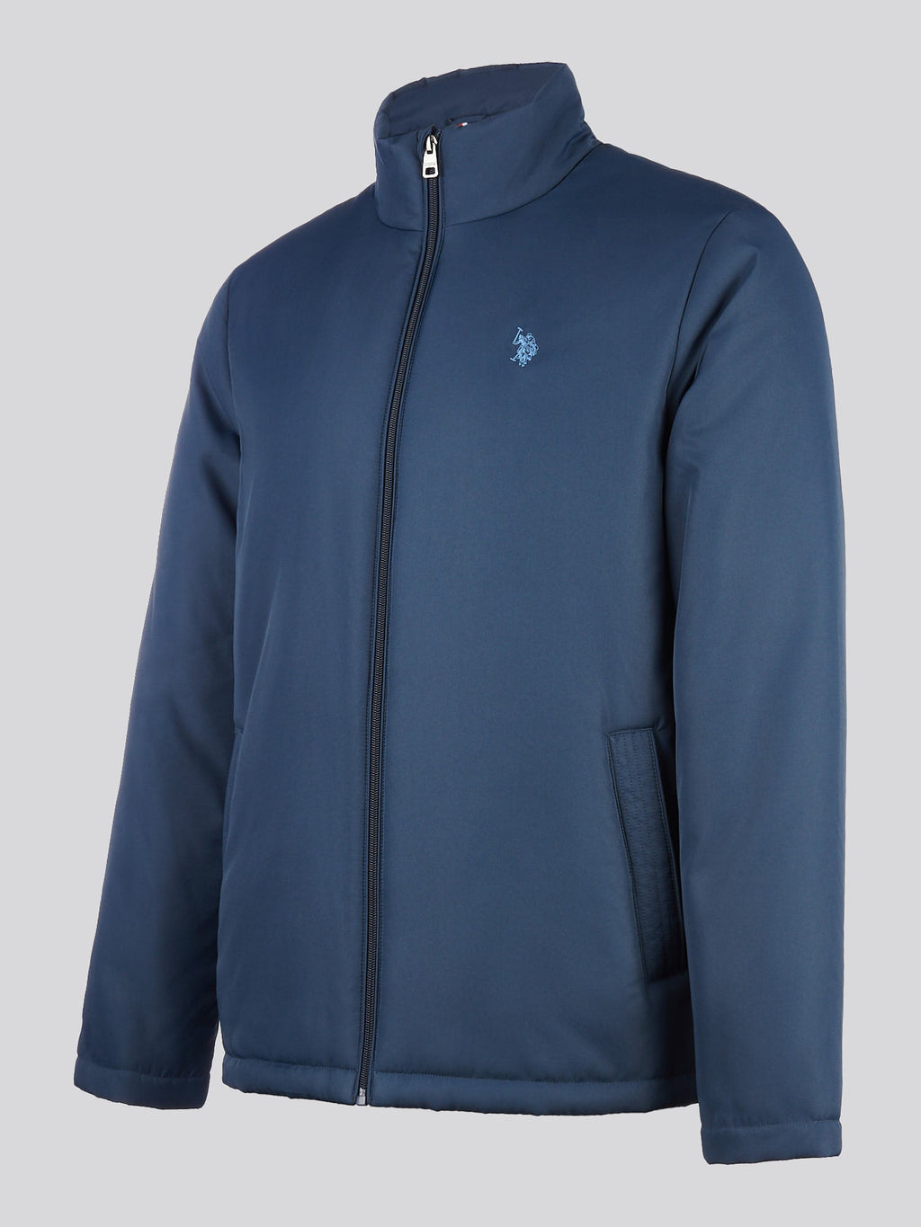 Mens Lightweight Quilt Funnel Puffer in Dark Sapphire Navy / Moonlight Blue DHM