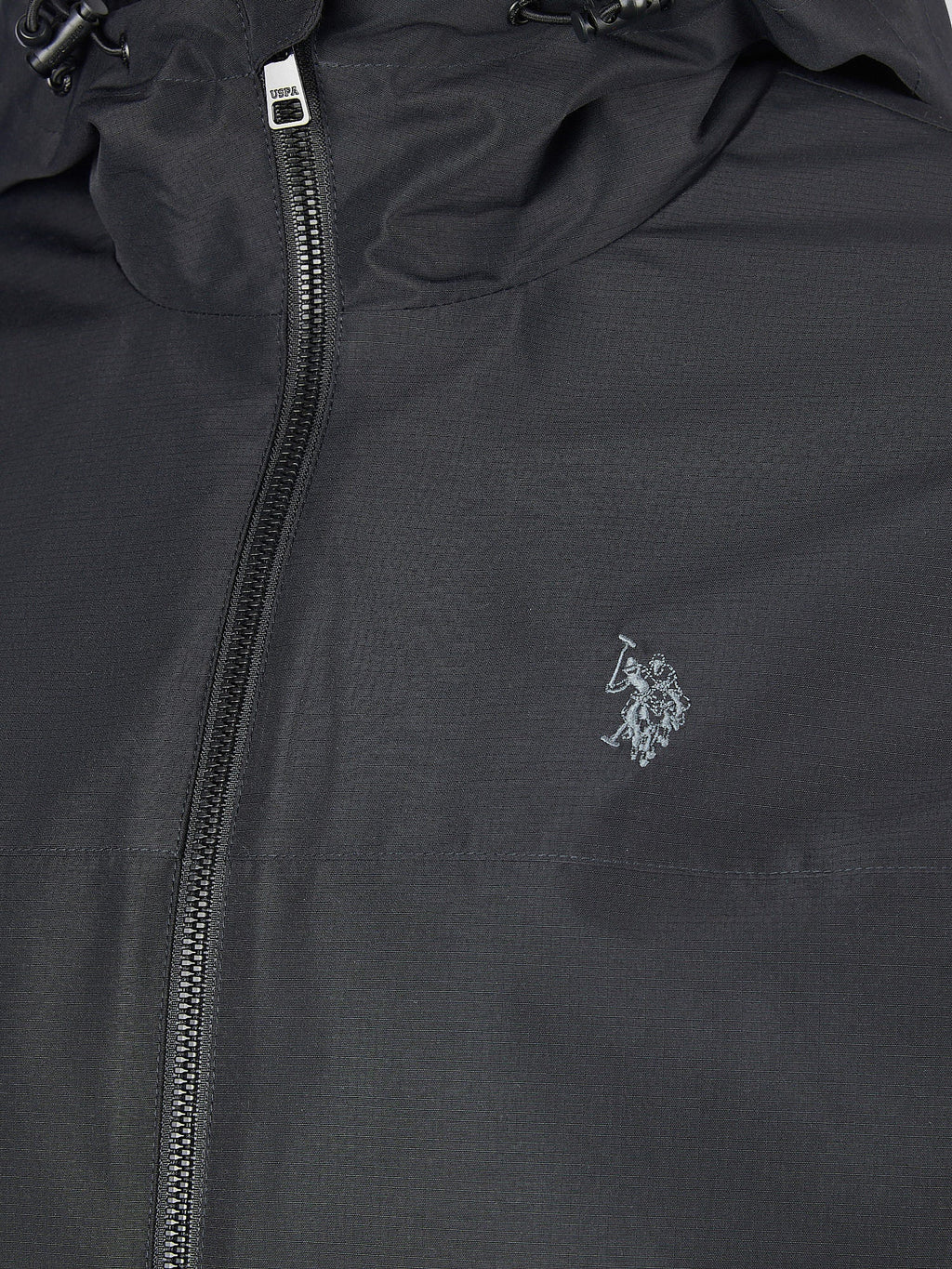 Mens Fleece Lined Winter Rain Jacket in Black
