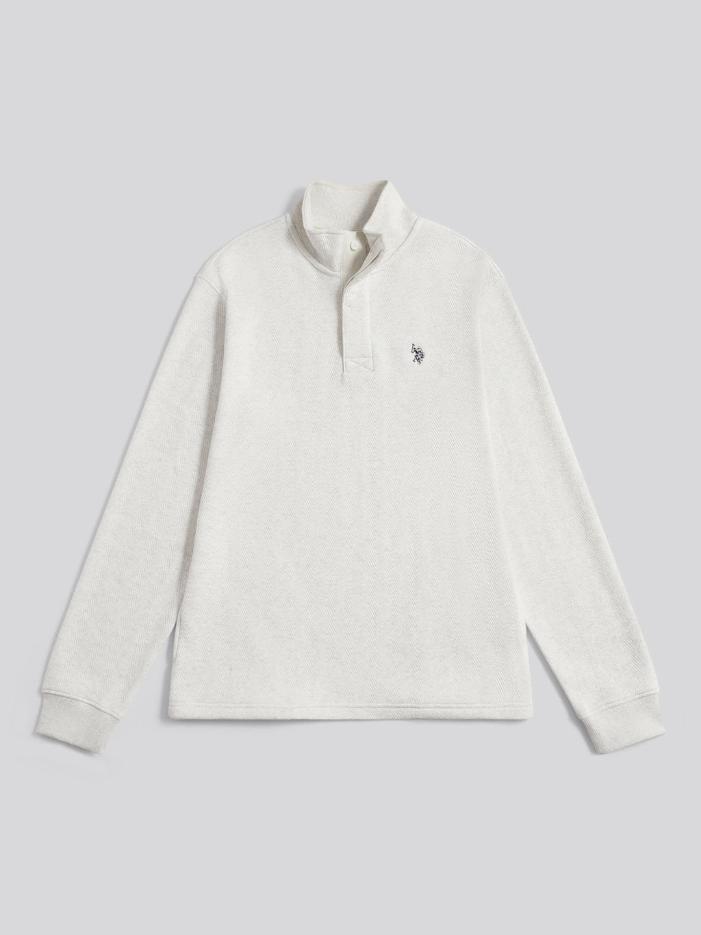 Mens Herringbone Open Hem Funnel in Light Grey Marl