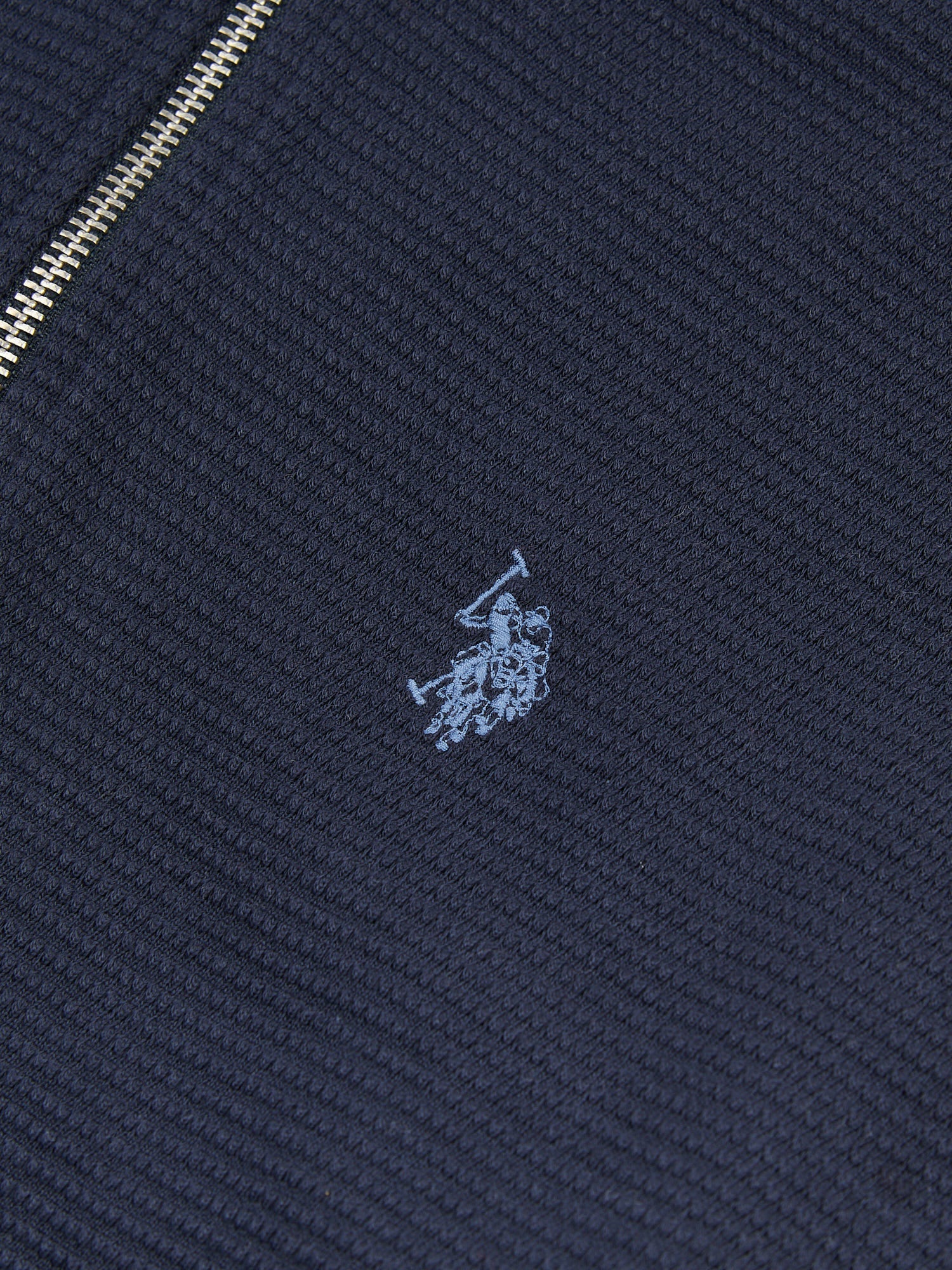 Mens Texture Zip Through Hood in Dark Sapphire Navy / Moonlight Blue DHM