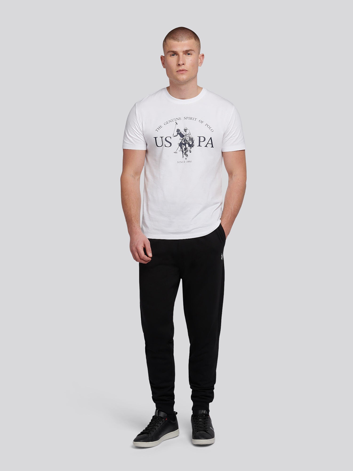 Mens Double Horsemen Loopback Jogger Black Bright White DHM