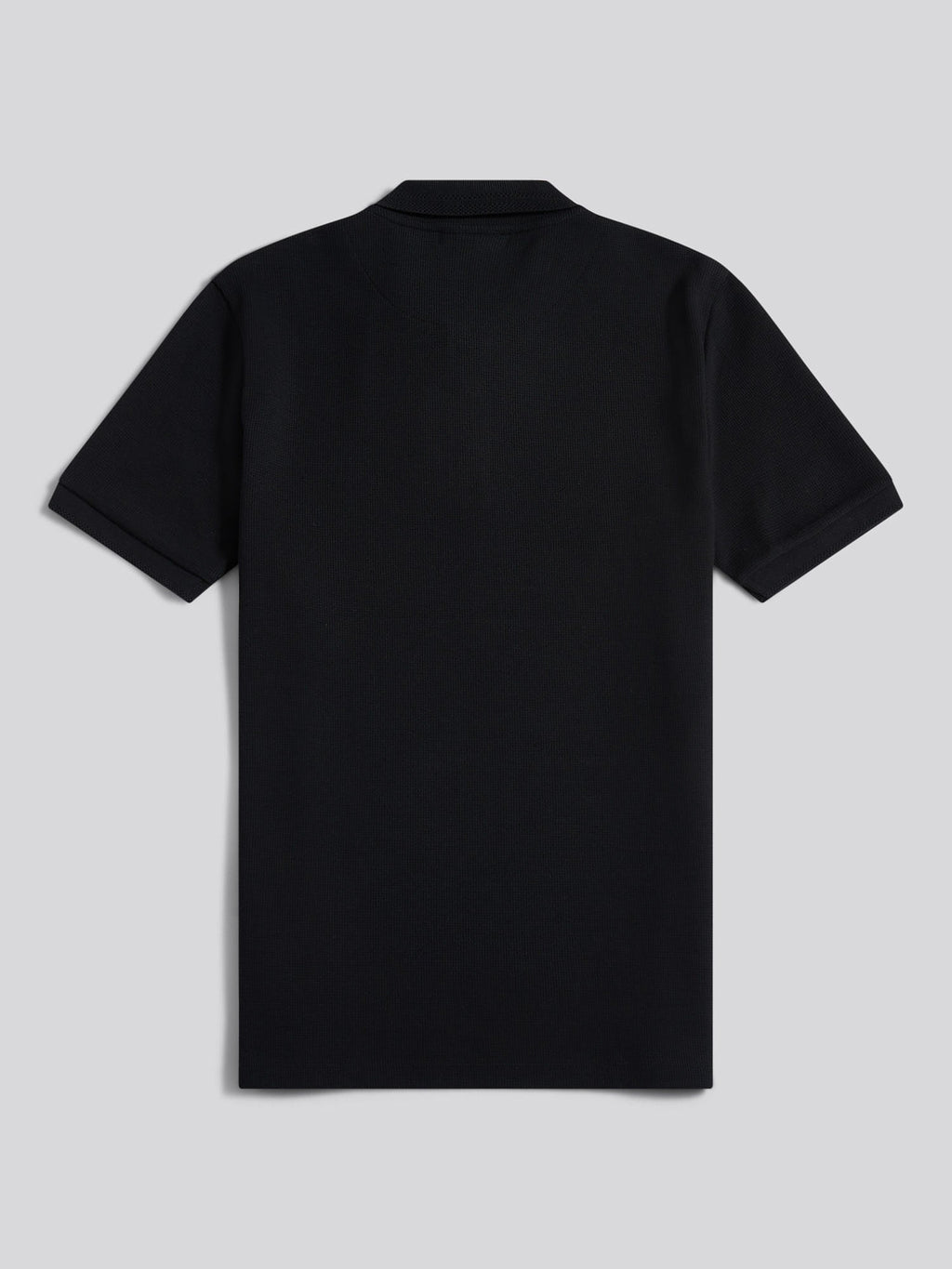 Mens Waffle Texture Polo Shirt in Black