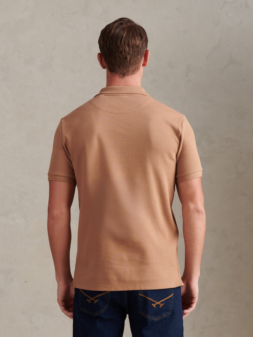 Mens Twill Texture Polo Shirt Burro