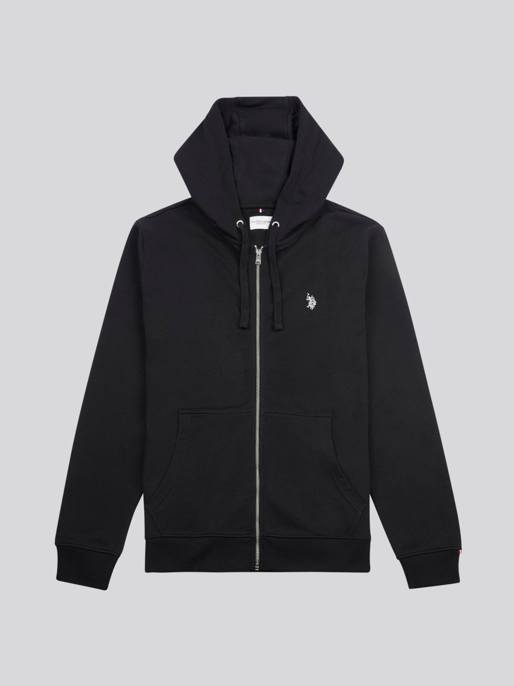Mens Double Horsemen Loopback Zip Hoodie Black Bright White DHM