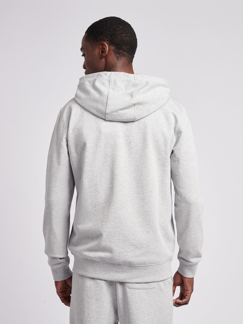 Mens Double Horsemen Loopback Zip Hoodie Mid Grey Marl