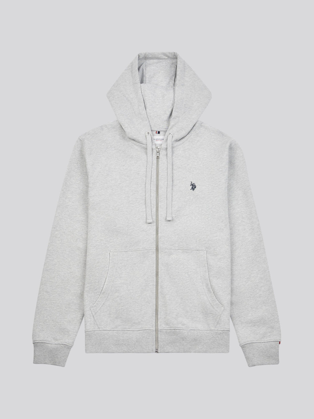 Mens Double Horsemen Loopback Zip Hoodie Mid Grey Marl