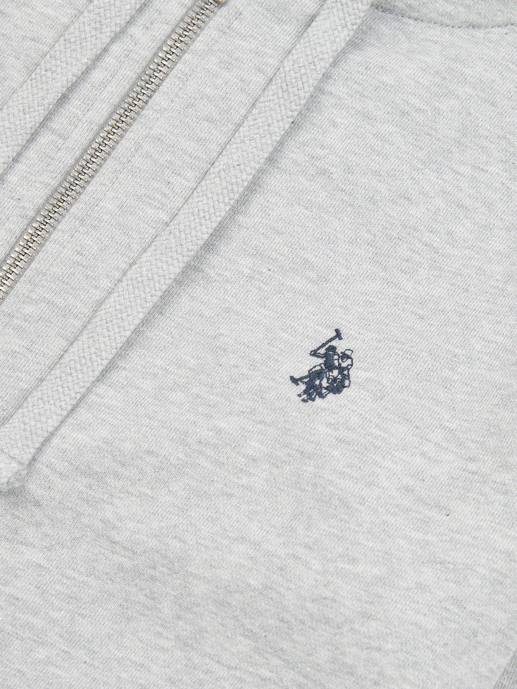 Mens Double Horsemen Loopback Zip Hoodie Mid Grey Marl