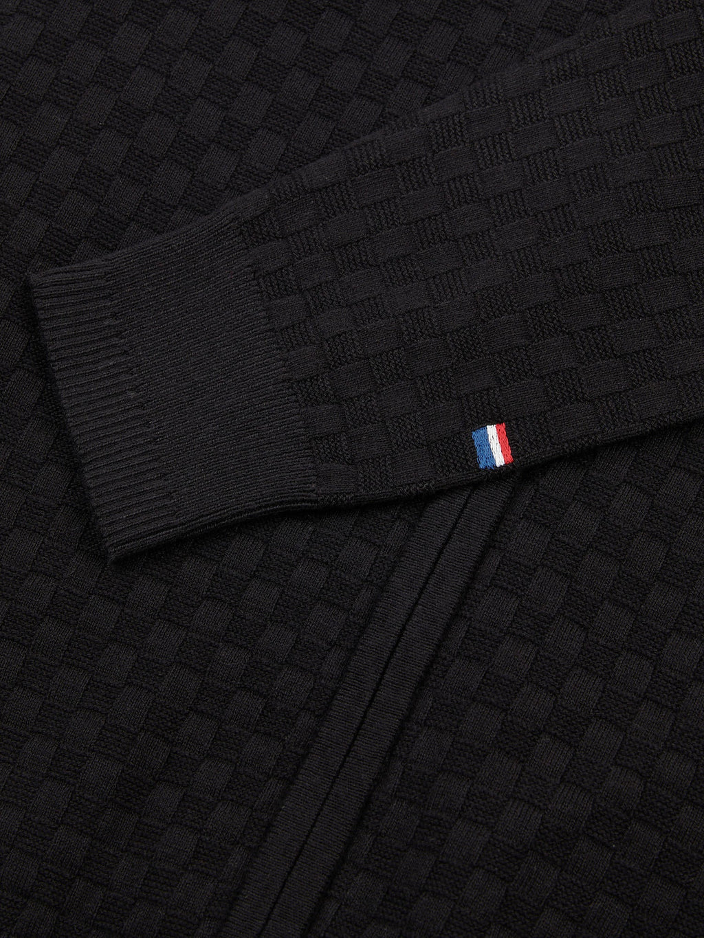 Mens Smart Checkerboard Zip Through Funnel in Black