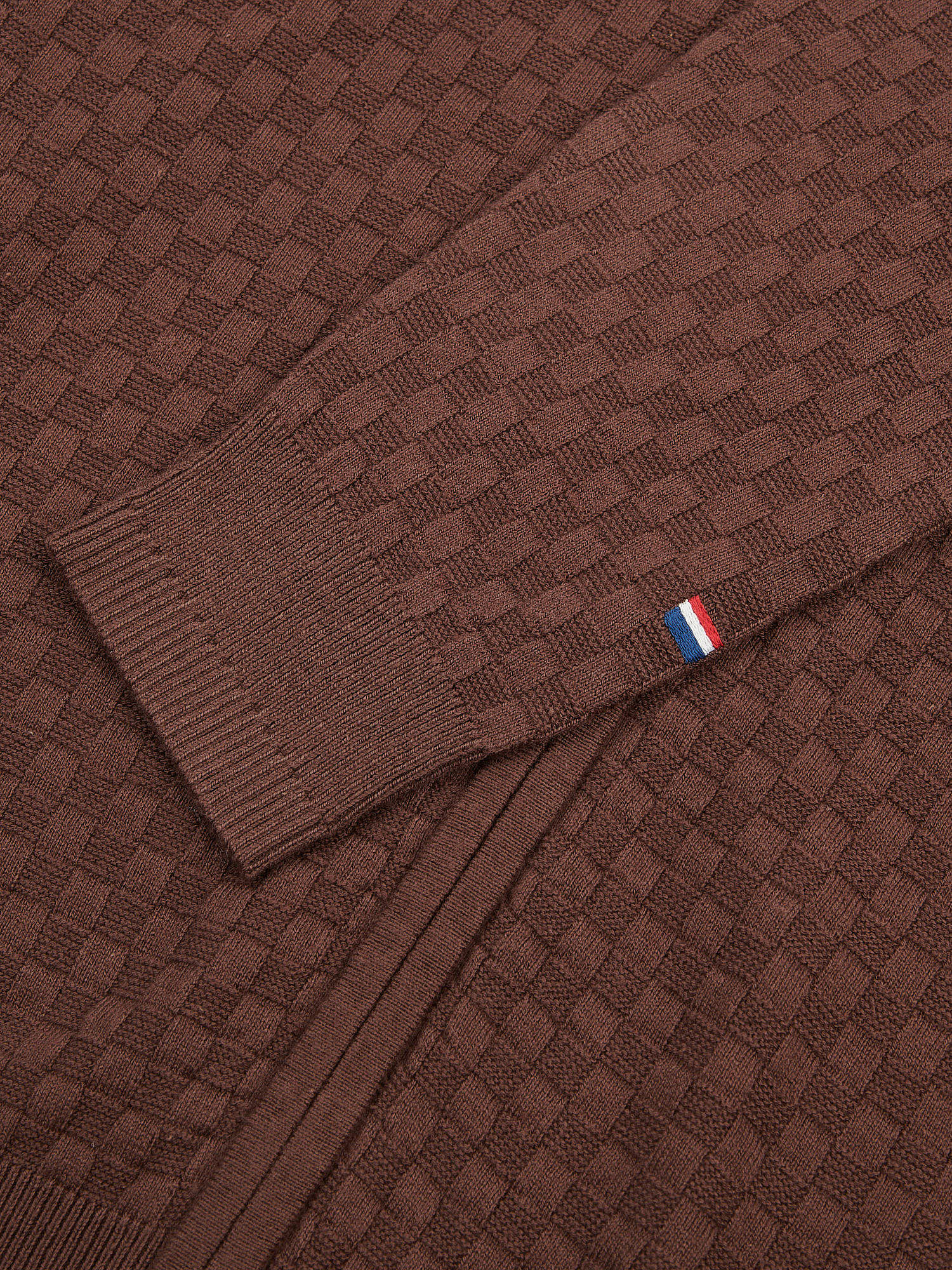 Mens Smart Checkerboard Zip Through Funnel in Chocolate Martini
