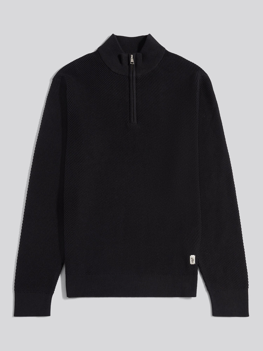 Mens Twill Texture Knit Funnel in Black