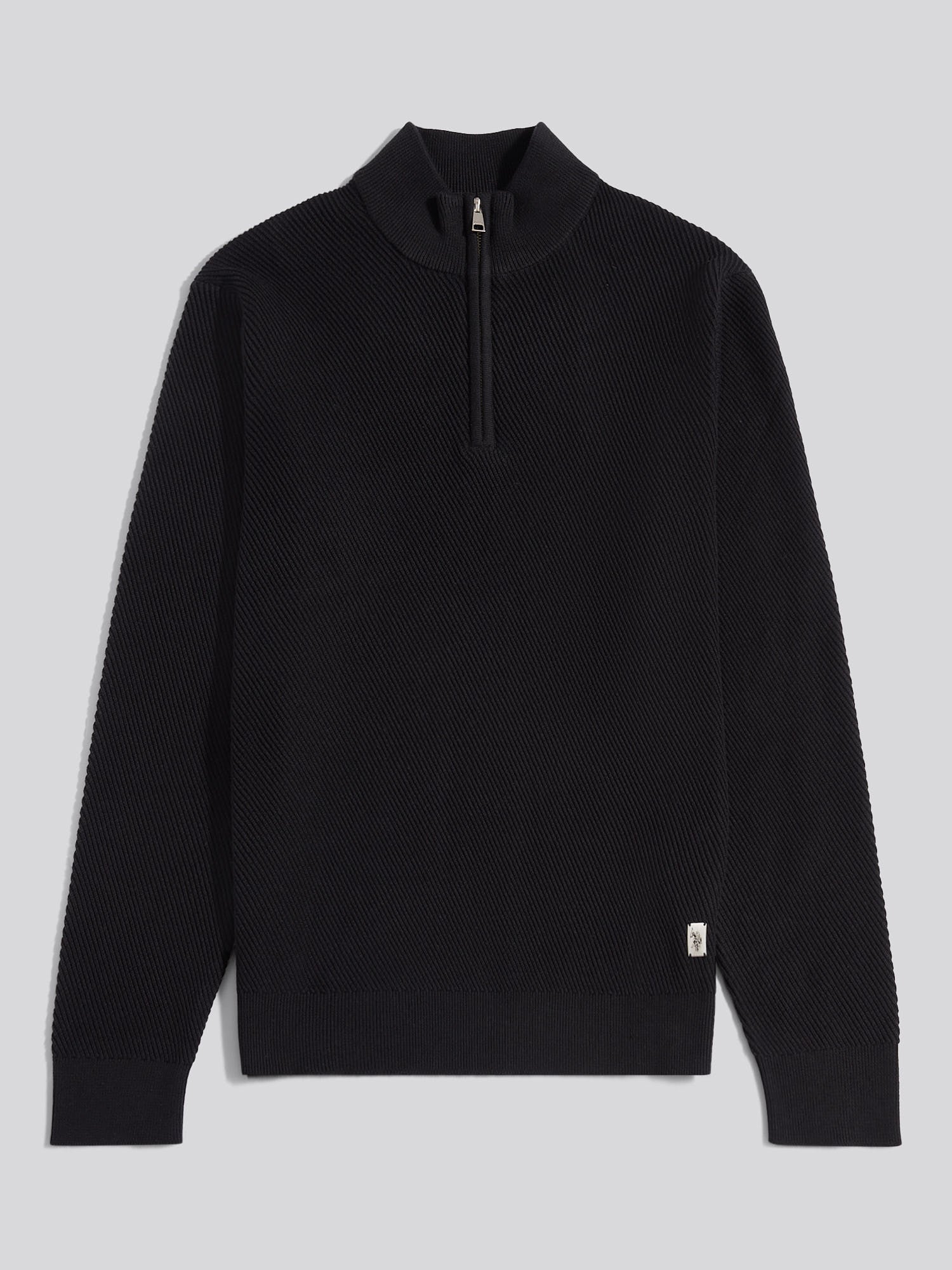 Mens Twill Texture Knit Funnel in Black