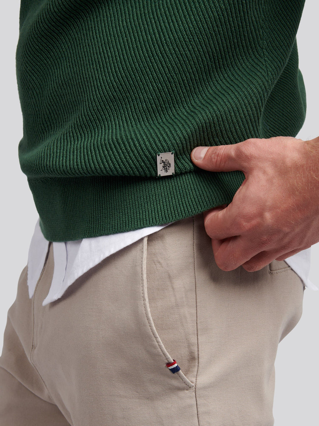 Mens Twill Texture Knit Funnel in Pineneedle