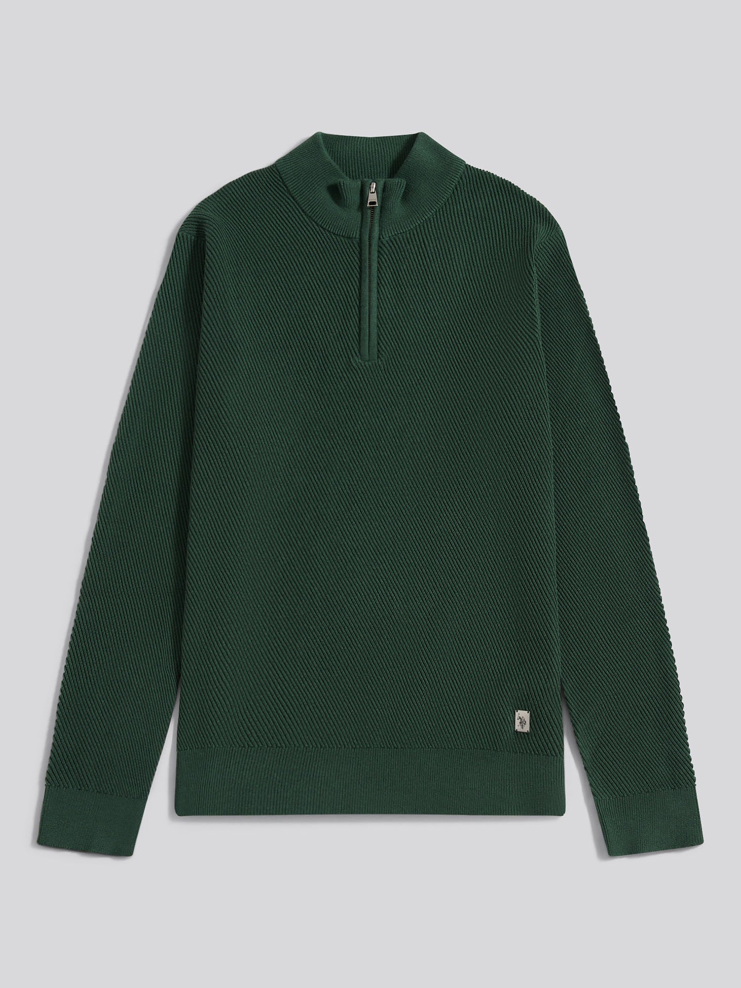 Mens Twill Texture Knit Funnel in Pineneedle