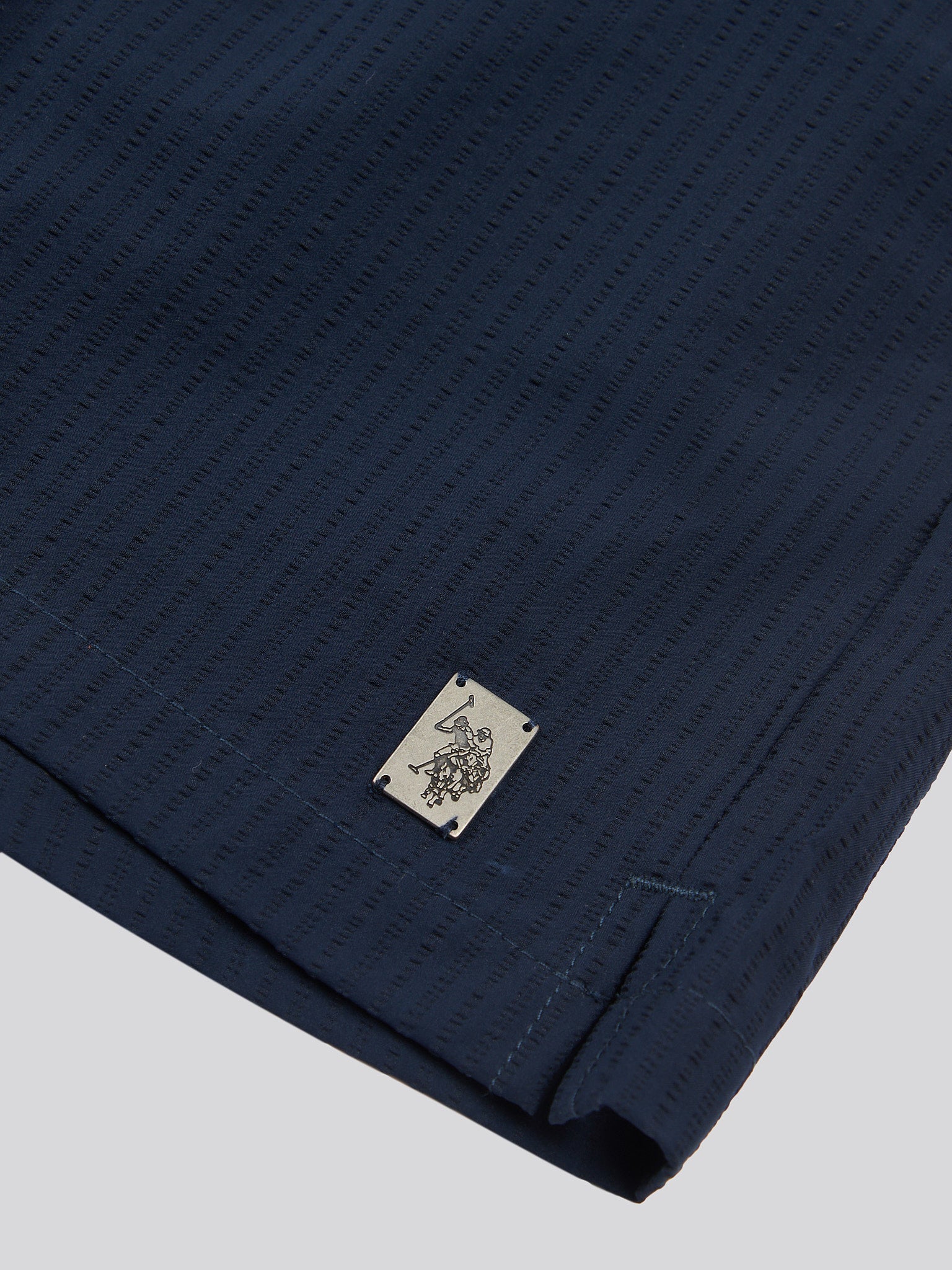 Mens Seersucker Swim Short in Dark Sapphire Navy