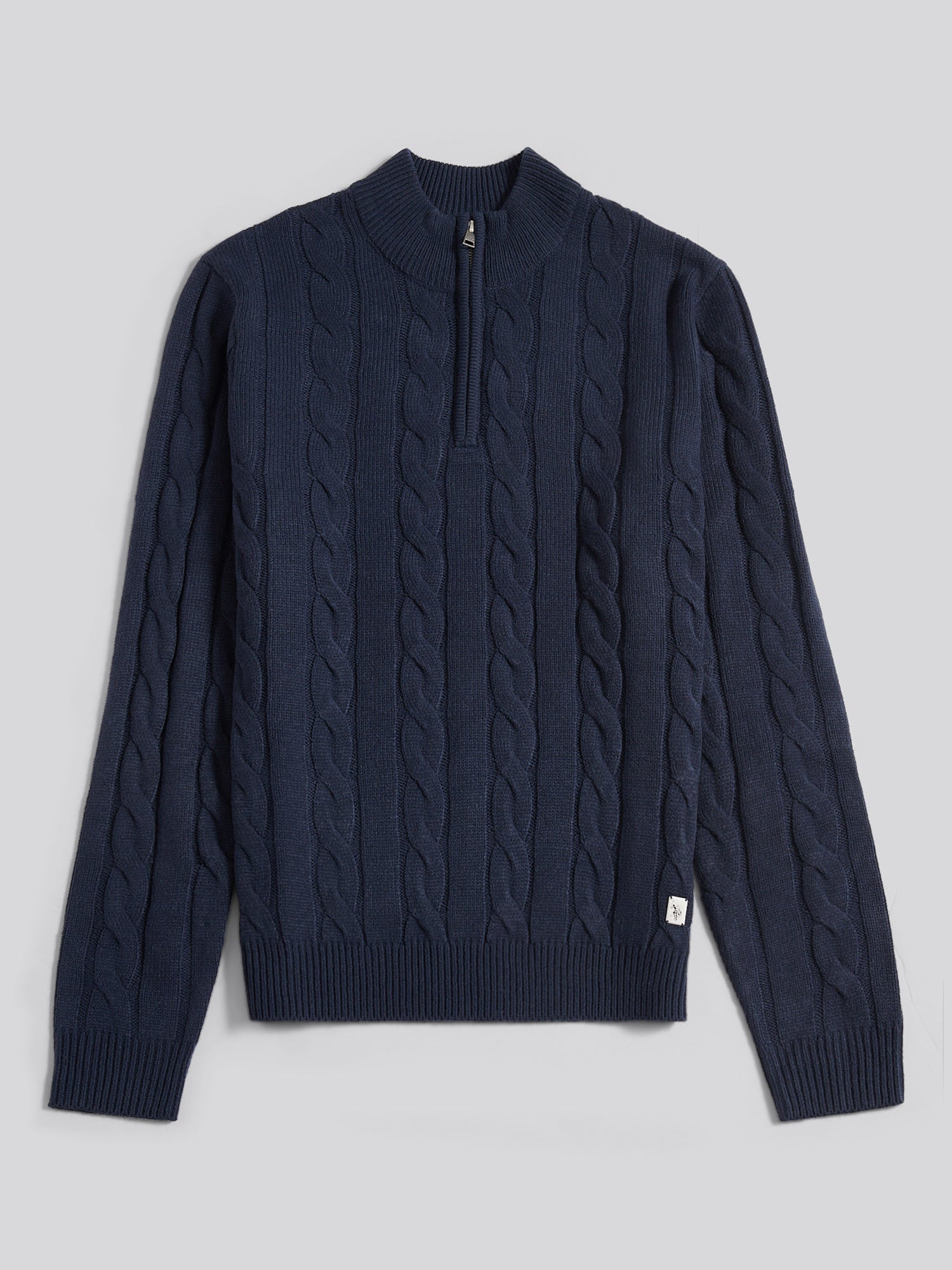 Mens Cable Knit Funnel in Dark Sapphire Navy