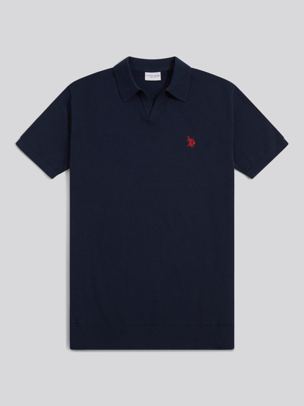 Mens Combed Cotton Double Horsemen Revere Polo Shirt Dark Sapphire Navy / Haute Red DHM