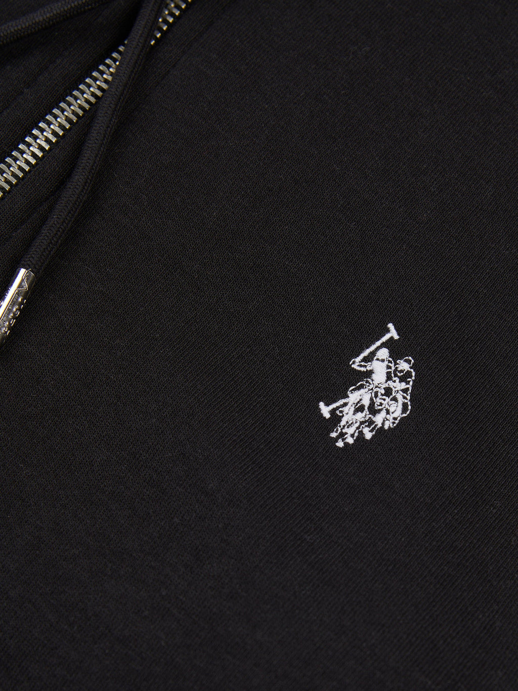 Mens Double Horsemen Zip Hoodie in Black Bright White DHM