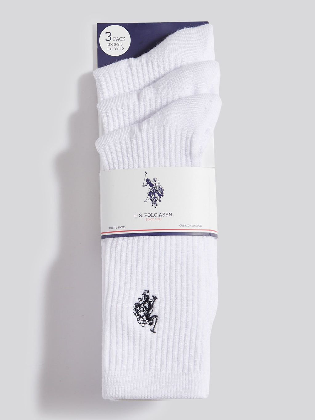 Mens 3 Pack Classic Sport Socks Bright White