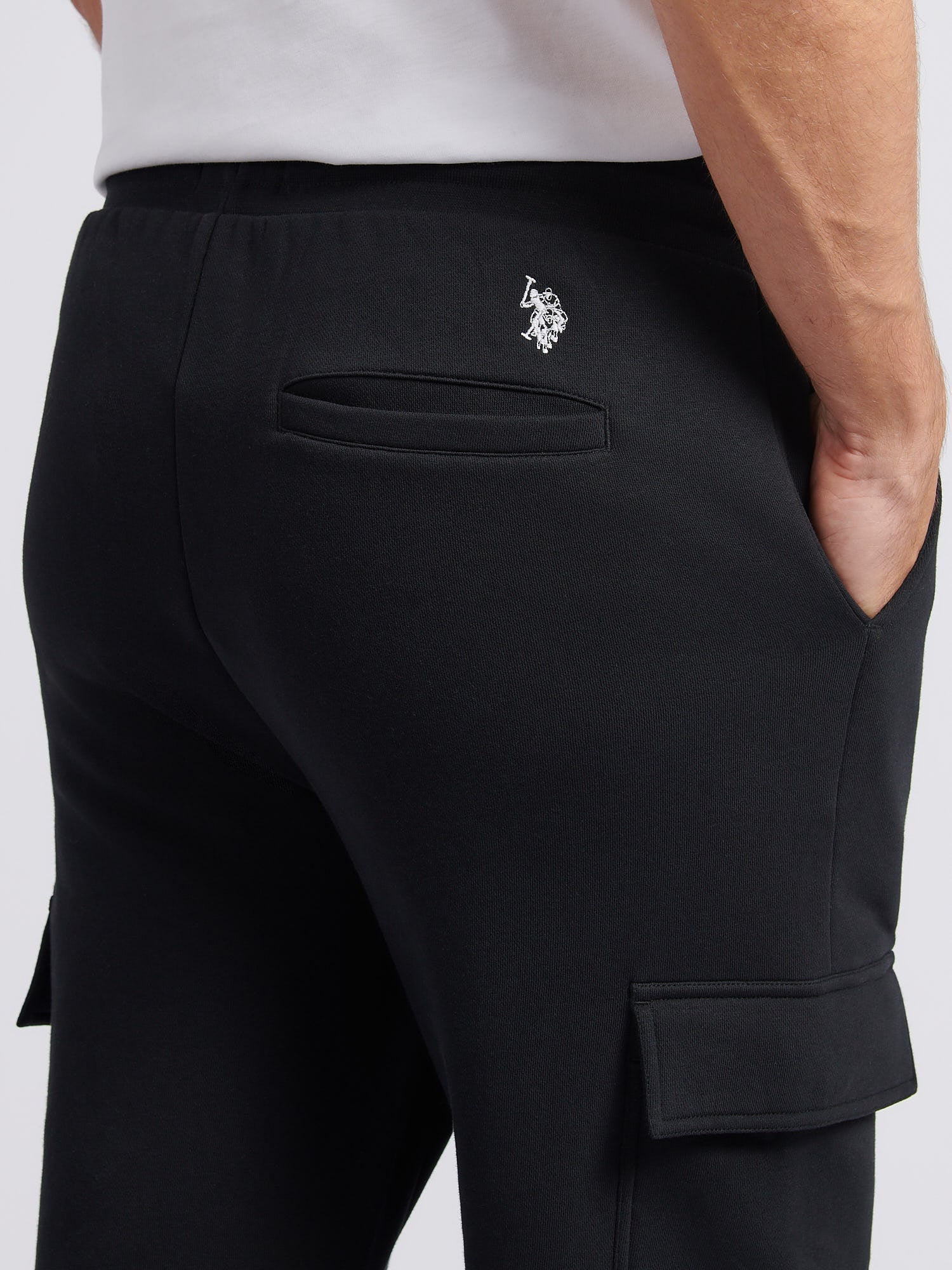Mens Double Horsemen Cargo Sweat Jogger in Black