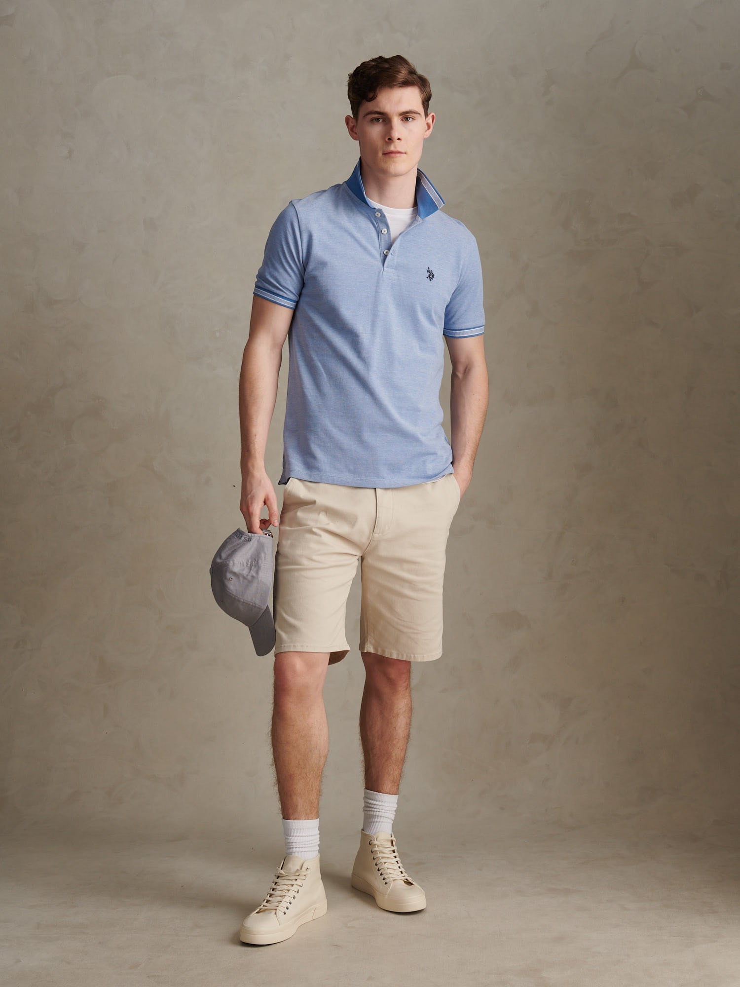 Mens Two Tone Tipped Pique Polo Shirt Riviera