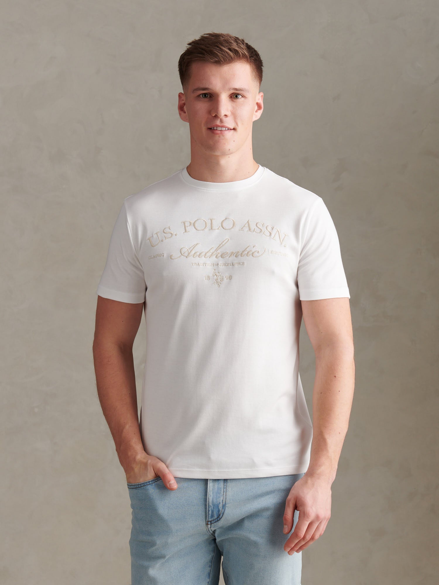 Mens Arch Script Graphic T-Shirt Bright White