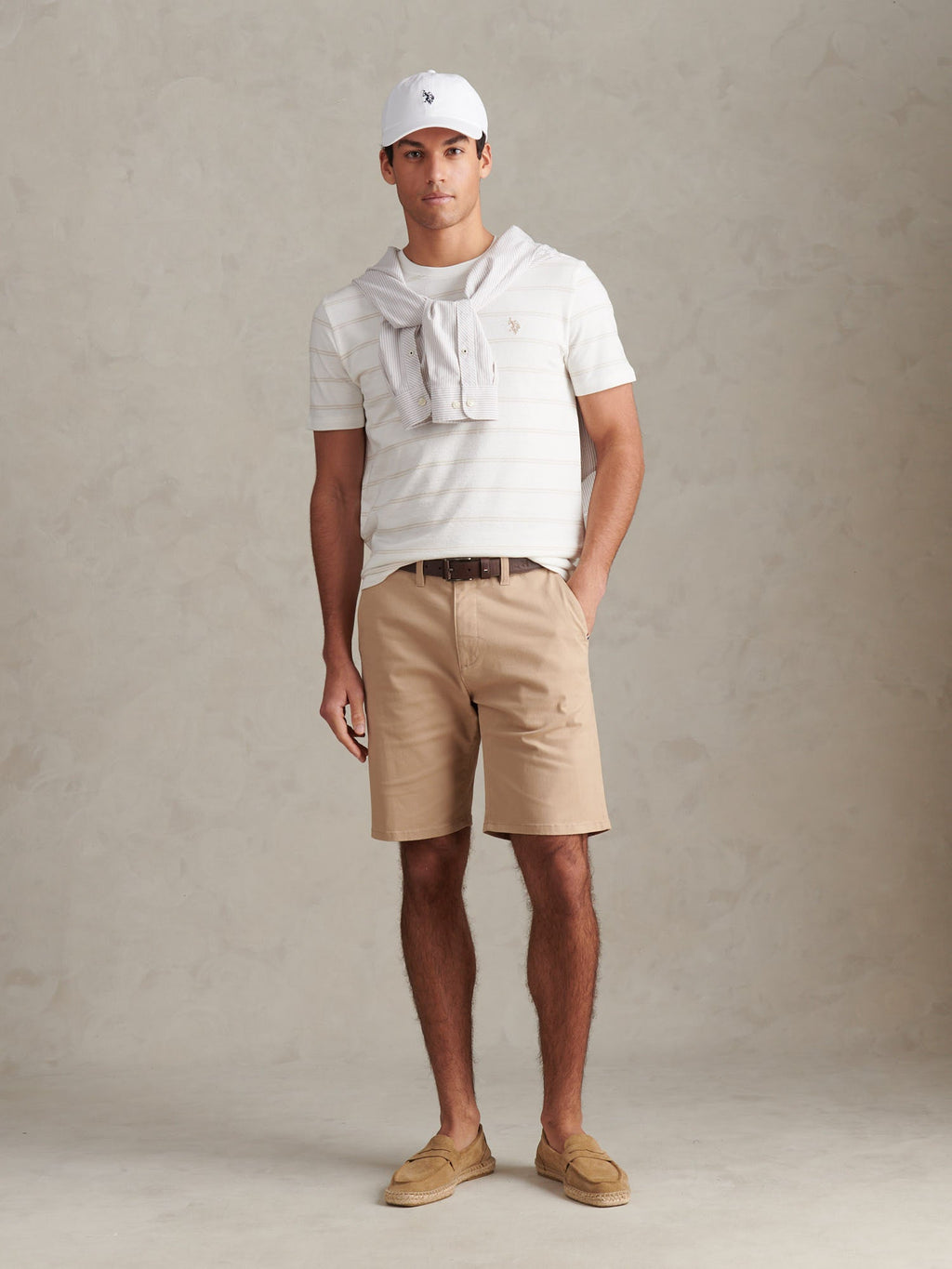 Mens Terry Stripe T-Shirt Whisper White