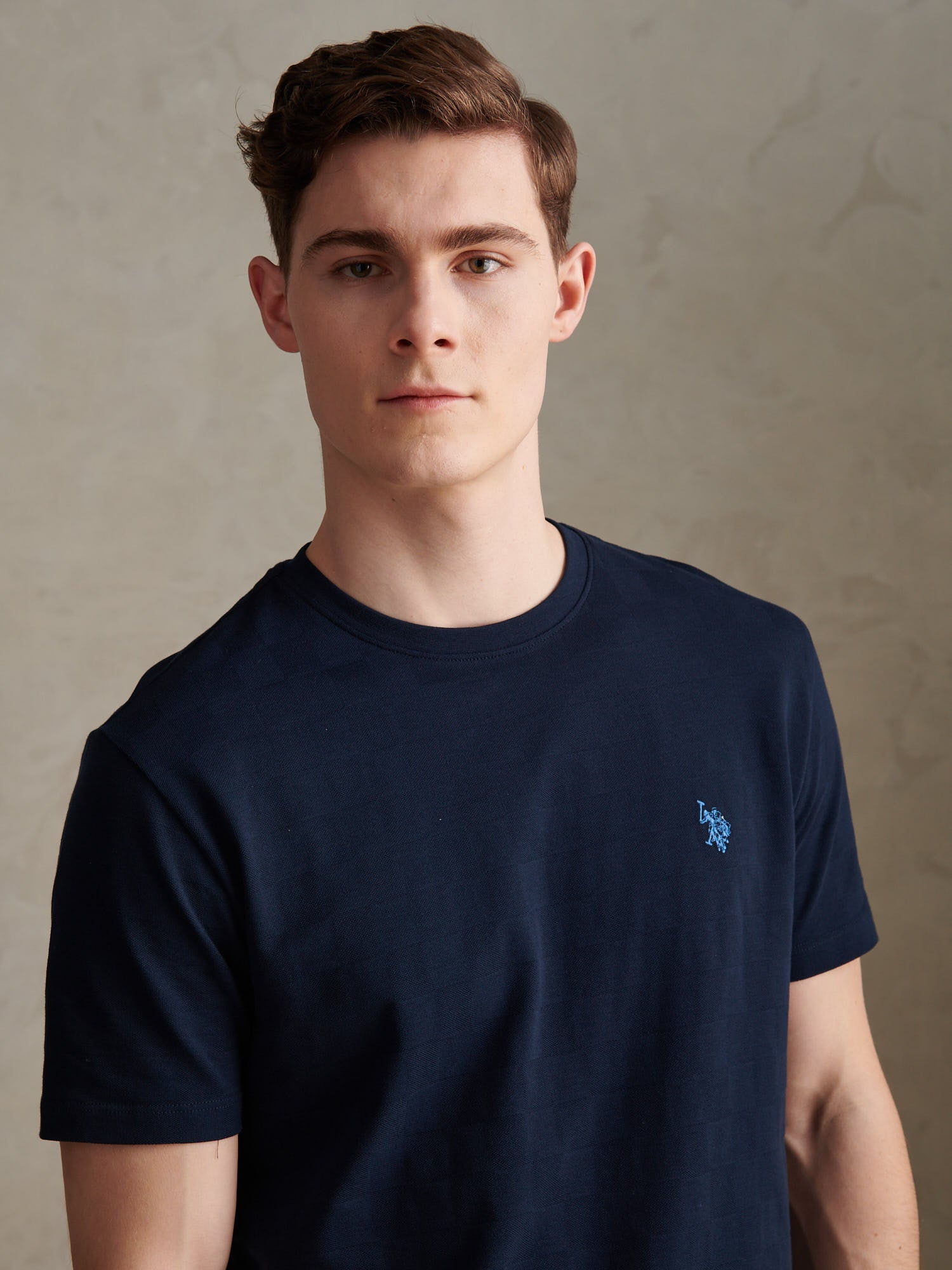 Mens Enlarged Square Texture T-Shirt Dark Sapphire Navy