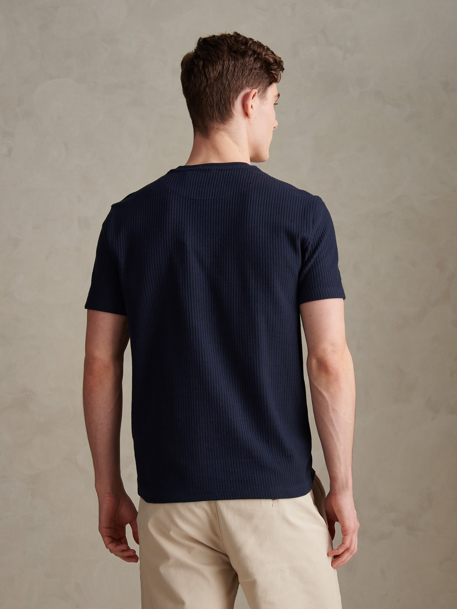 Mens Rib Texture T-Shirt Dark Sapphire Navy