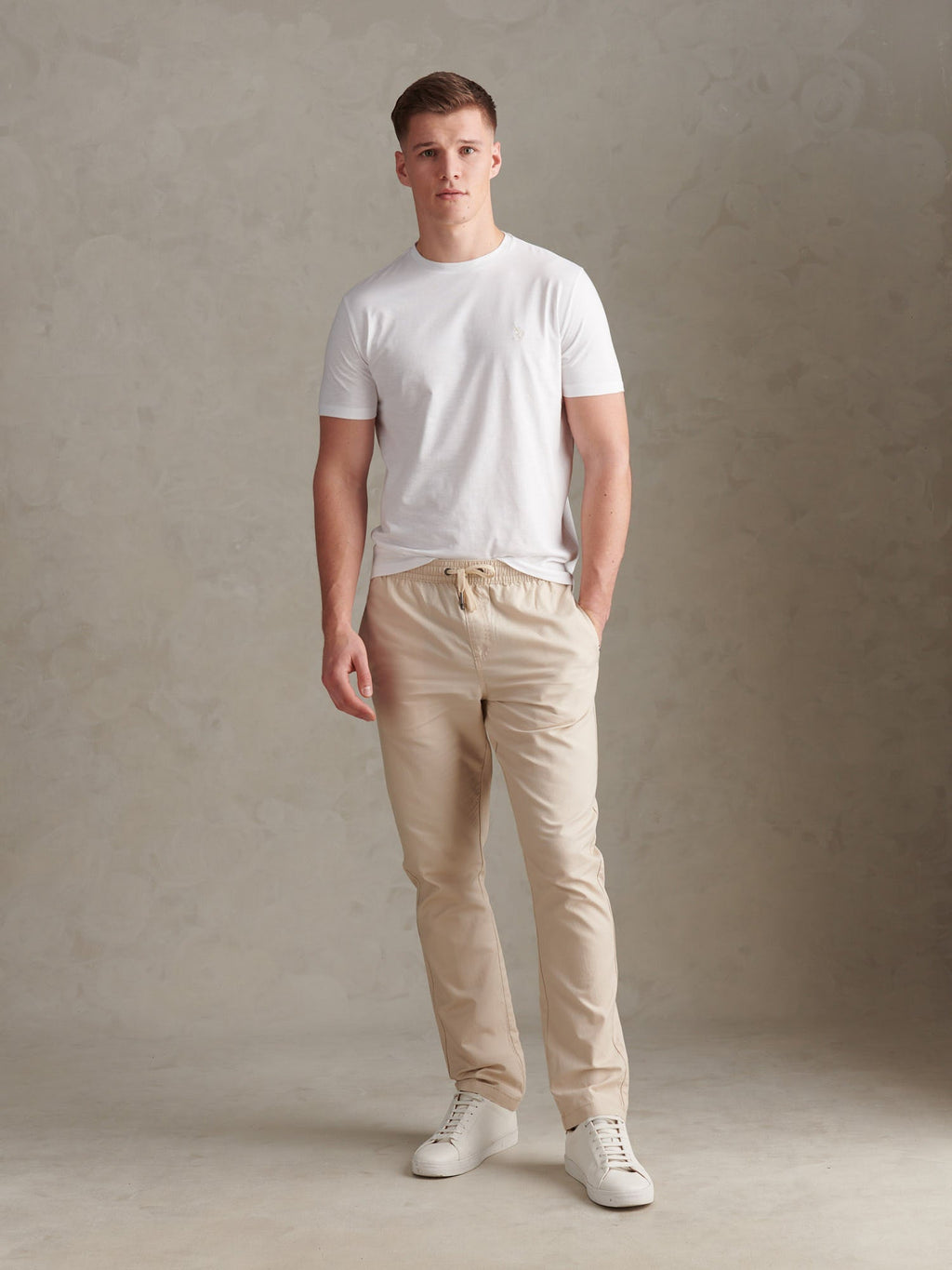 Mens Subtle Texture Double Horsemen T-Shirt Bright White