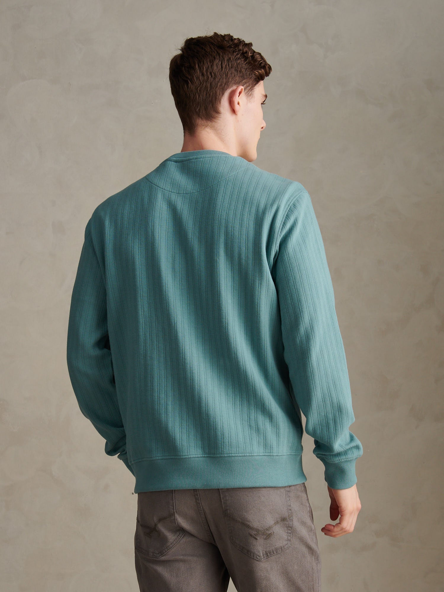 Mens Vertical Texture Double Horsemen Sweatshirt Arctic
