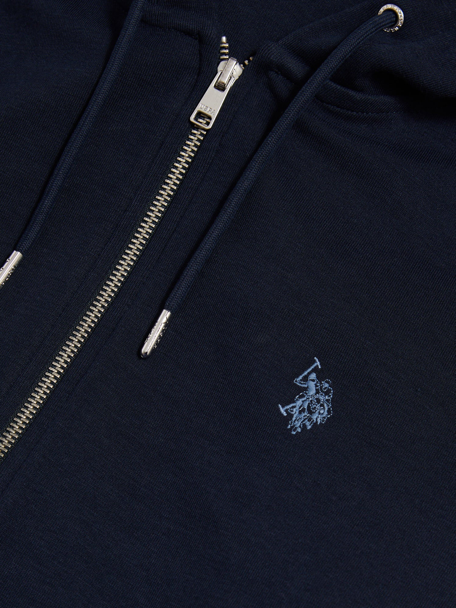 Mens Double Horsemen Interlock Zip Hoodie Dark Sapphire Navy
