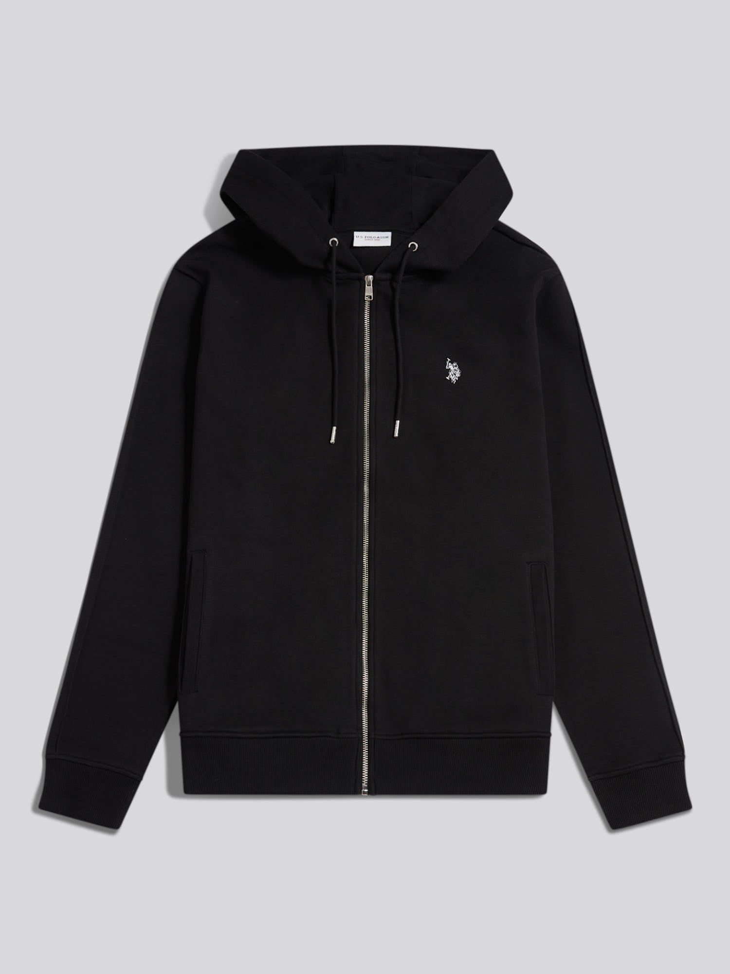 Mens Double Horsemen Interlock Zip Hoodie Black Bright White DHM