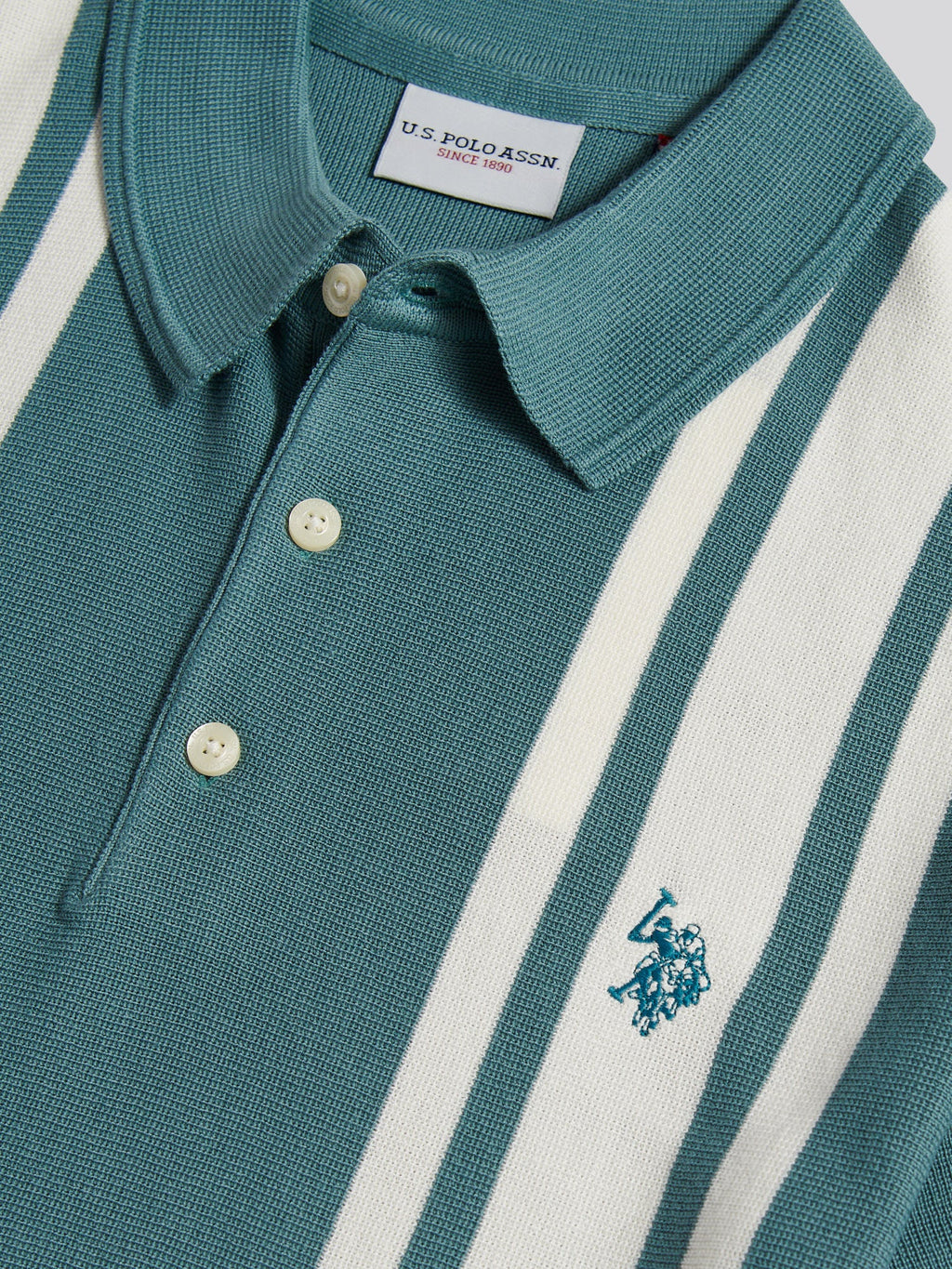 Mens Tonal Vertical Stripe Knit Polo Shirt Arctic
